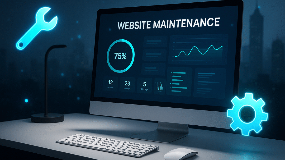 Professional website maintenance services in Karachi – digital tools and dashboard interface