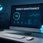 Professional website maintenance services in Karachi – digital tools and dashboard interface