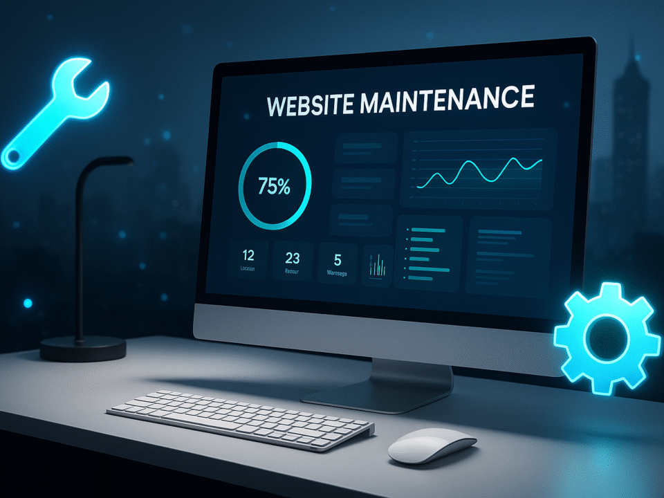 Professional website maintenance services in Karachi – digital tools and dashboard interface